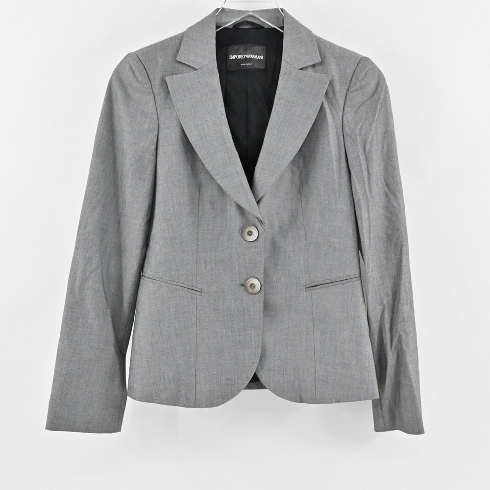 EMPORIO ARMANI Blazer‎ Womens Size 40 Gray Single Breasted Button Front Jacket